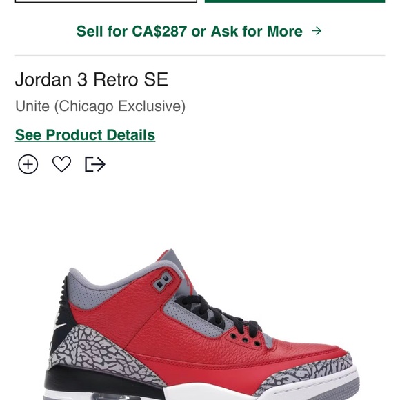 JORDAN 3 CHICAGO MENS SIZE 8.5 - Picture 15 of 16